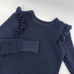 Banana Republic Women's Navy Blue Knit Ruffle Sweater‎ XS